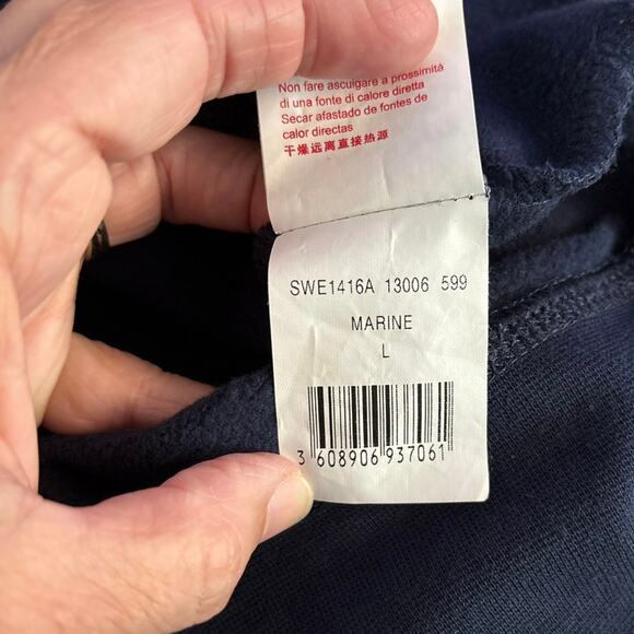 Serge Blanco Size L Crewneck Sweatshirt Marine Blue - Picture 6 of 6
